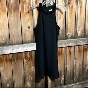 Banana Republic factory dress black beading lined evening Sz 4 FIRM on PRICE